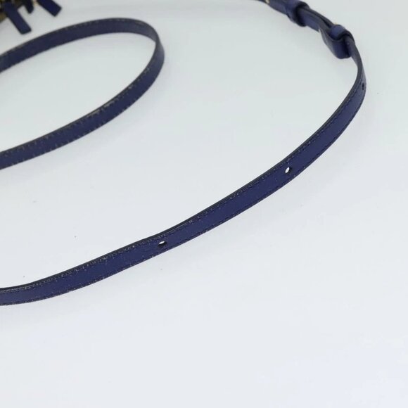 CELINE Trio Shoulder Bag Leather Blue Gold Auth - Picture 7 of 15